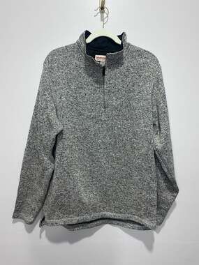 Wrangler Authentics Men's Quarter-Zip Fleece Pullover Sweater, Gray Marl, Size M